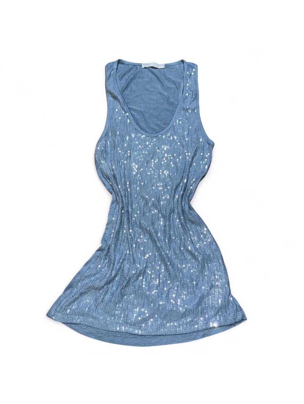 AM Intimates Blue Sequin Y2K Tank Top Size S